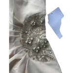 JS Collection Ashley Draped Column Gown Champagne Beaded Formal Dress Sz 12 NWT Gold Photo 9