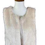Signature Studio  Women's Vest Sz S Cream Faux Fur Open‎ Front Mob Wife Old Money Photo 1