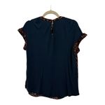 Fortune + Ivy  Navy Red Abstract Print Blouse Flutter Sleeve Office Casual M Photo 2