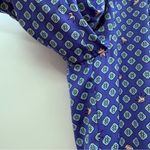 Aerie Blue Geometric Crown Print High Rise Straight Leg Silky Pants Sz M Photo 5