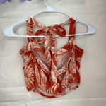 Aeropostale ‎ women’s orange leaf cropped elastic halter summer tie top medium Photo 2