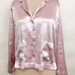 Victoria's Secret Victoria’s Secret iridescent metallic pink button up lounge pj pajama shirt L Photo 0