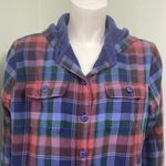L.L.Bean  Women's Plaid Flannel Lined Button Front Hoodie w/Pockets Medium Photo 4