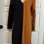 Vada Winter Button Up Basic Dress MIDI Long Sleeve in black/cashew large NWT Black Photo 2