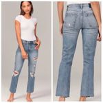Abercrombie & Fitch Boyfriend Mid-Rise Jeans Distressed Cropped Denim 26/2 Short Photo 1