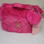 Juicy Couture Les's Get Cozy Crossbody Pink Flash Faux Fur Photo 1