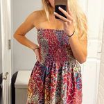 Cynthia Mehra Y2K Aztec Colorful Summer Strapless Dress Photo 0