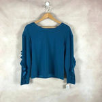 Bar III Teal Ruffled Long Sleeve Top NWT Large Photo 5