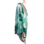 CCC Bohemian Style Patchwork Cape Lightweight Sheer Fabric Elegant Turquoise Whi Green Size XL Photo 3