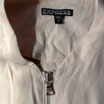 EXPRESS  Womens Bomber Jacket Full Zip Beige Ruched Sleeve‎ Lightweight XS Photo 2