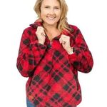 Simply Southern Red/Black Plaid Quarter Zip Sherpa, XL Photo 0