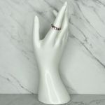 Clear Silver Red Striped Plastic Ring Size 7.25 Photo 1