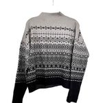 Joie  Gray Black Mock Turtleneck Fair Isle Geometric Knit Pullover Sweater Sz XL Photo 3