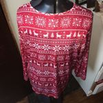Lands End red and white Norwegian reindeer knit long sleeve shirt Red Size 3X Photo 1