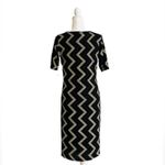 LuLaRoe  Dress Julia Black Gold Glitter Chevron 1/2 Sleeve Elegant Medium NEW Photo 3