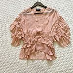 The Kooples NWOT  Ruffled Short Sleeved Top Size 1 Blouses Pink Womens Photo 2