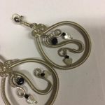 Costume Earrings Pierced Large Silver Tone Dangle Photo 3