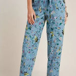 Anthropologie  Victoria Floral Cargo Pants Belted Blue Multi Size 4 Petite Photo 0