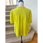 Current Air Anthropologie Lime Yellow Green Chartreuse Short Puff Sleeve Blouse Photo 2