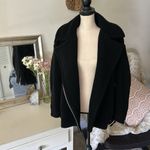 & Other Stories & other stories black wool long oversized side zip polo collared moto jacket S​ Photo 1