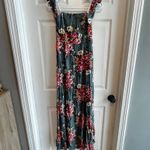 Lulus  Maxi Dress Floral Print Sage Green Pink White Smocked Straps Small Fairy Photo 3