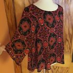 Everly Anthropologie psychedelic bell sleeve blouse Photo 4