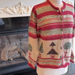 Susan Bristol  Christmas Sweater Hand Embroidered Cardigan Ramie Acrylic Angora Photo 2