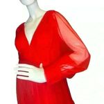 Gorgeous sexy v neck wedding gown long puffy sleeve. Red Size 12 Photo 2