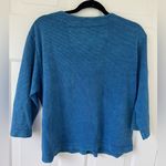 Anthropologie Michael Leu Collection Vibrant Blue Cardigan with Artistic Pocket City Shirt Photo 6