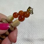 Vintage Karla Jordan real semi precious and amber necklace earrings set. Tan Photo 6