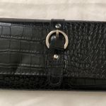 Black leather croc alligator wallet clutch bag purse pouch cardholder silver buckle Excellent condition, measurement in pics #goth #grunge Photo 0