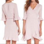 First Monday Pink Gingham Ruffle Wrap Dress Small Coquette Photo 1