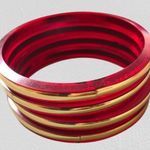 NWOT Indian Costume Wedding Style Plain Plastic Bangles Red 4 Pieces Size 2 Photo 0
