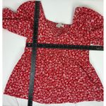 Loft Red Heart Print Long Sleeve Top Ruched Sweetheart Blouse Size 2 Photo 5