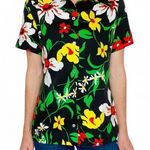 Vintage 70’s Lady Arrow Tropical Floral Button Down Shirt Multiple Size M Photo 0