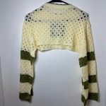 Women’s Cream and Green Star Cropped Sweater Size small Photo 6