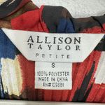 Allison Taylor Vintage  Petite Geometric Abstract Pleated Flared Sleeve Button Up Photo 4