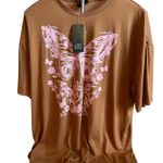 Wild Fable Women's Brown Oversized Butterfly Graphic T-Shirt - Size Small - NWT Photo 0