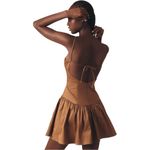 Anthropologie NWT Maeve Drop Waist Open Back Brown Mini Dress Boho Chic Size XS Photo 3
