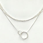 None Circle Silver Triple Chain‎ Link Dainty Fashion Jewelry Necklace JB2-44 Photo 0