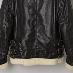 Jonathan Simkhai Black‎ Vegan Leather Sherpa Aviator Jacket XS Black Photo 9
