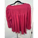 Max Studio  Smocked Empire Waist Long Sleeve Top Women's Size‎ L Pink Polyester Photo 6