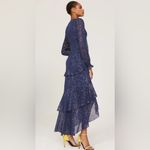 Hutch Molly Gown Navy Gold Sparkly Chiffon Ruffled Tiered Maxi Dress Sz 2 Photo 2