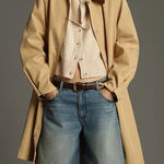 Maeve Anthropologie Heritage Trench Coat Tan Size Large Contrast Collar Brown Photo 0