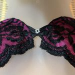 Victoria's Secret Vintage Gold Label 1990s Black Pink Underwire Lace Bra 34B? Photo 6