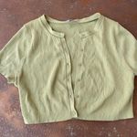 Oh Polly  cropped green button up sweater top sz s Photo 3