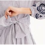 J.Crew Embroidered Tie Front Tunic Pin Stripe Sz S Photo 2