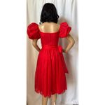 American Vintage  80’s Roberta red formal party dress, puff sleeves tie-waist XS Photo 12