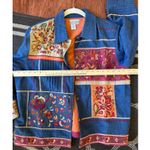 Coldwater Creek Embroidered Denim Jacket size L button collared floral Photo 6