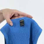 SheIn Women's Blue Ribbed Crewneck Asymmetrical Hem Crop Top Size Small Photo 2